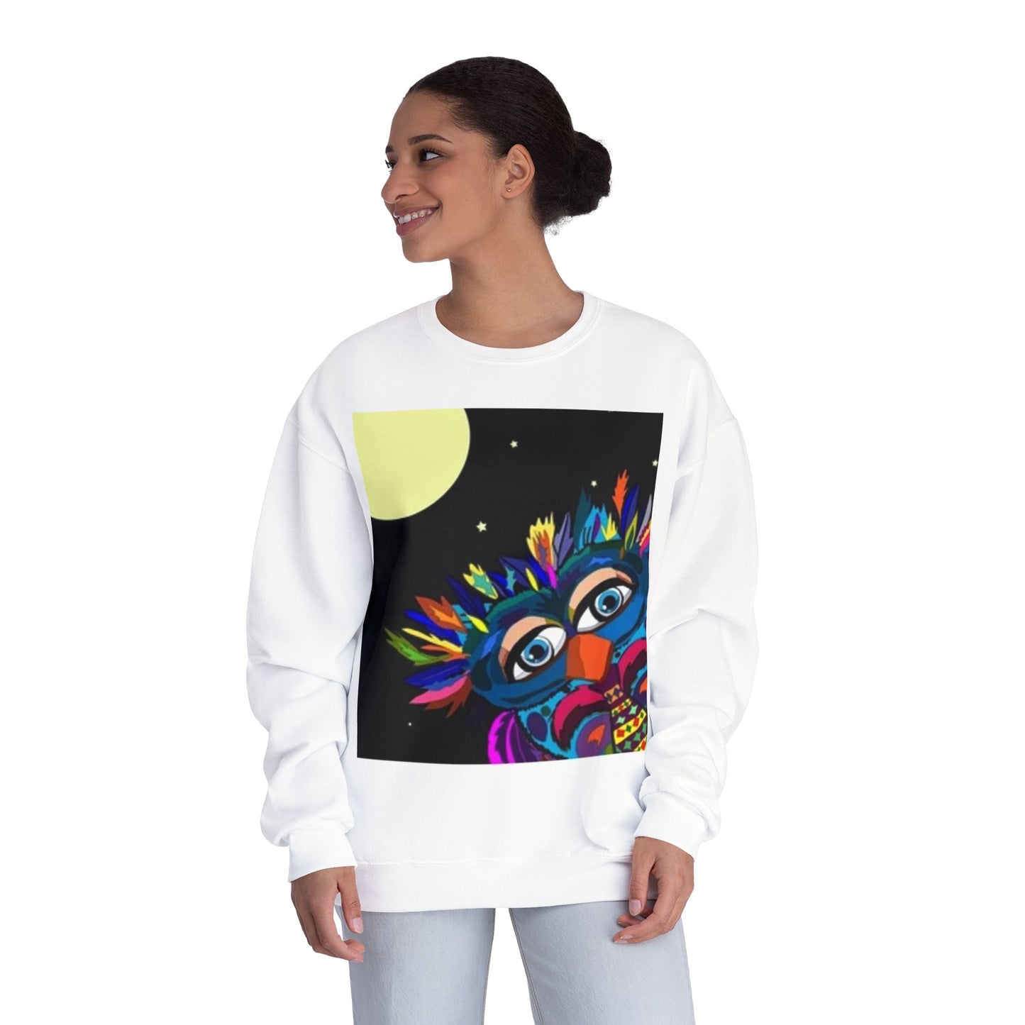 Colorful Night Owl Crewneck Sweatshirt - Unisex NuBlend® Sweatshirt
