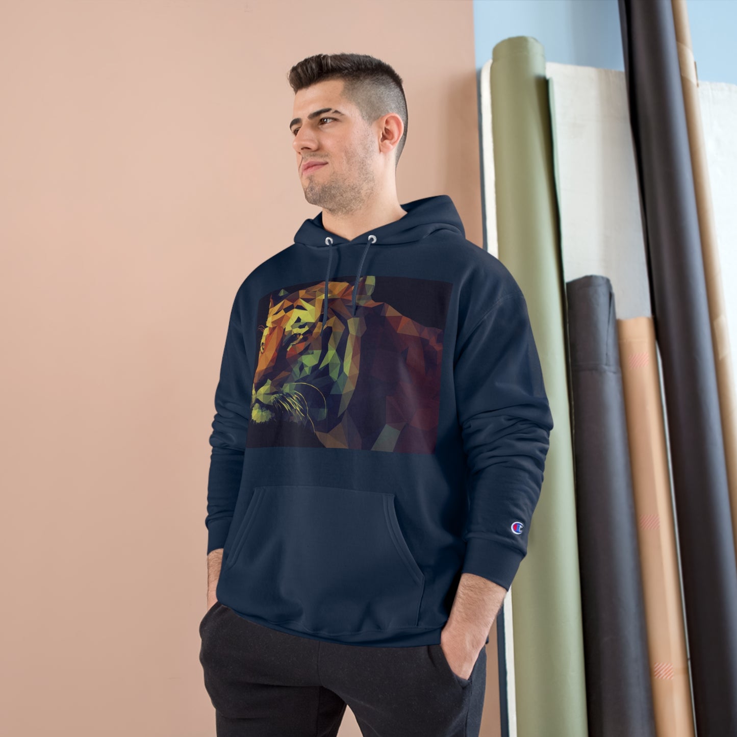 Champion Hoodie with Abstract Tiger Design - Perfect for Animal Lovers