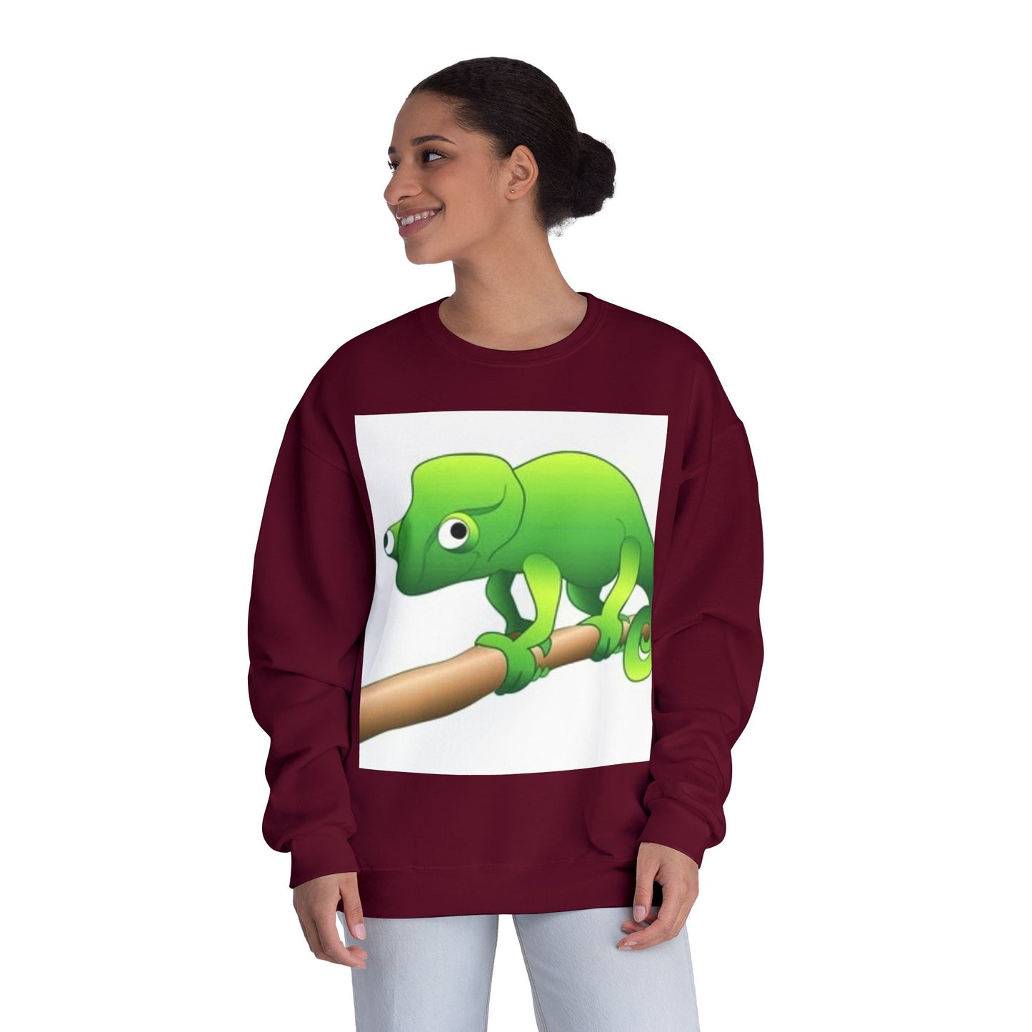 Charming Green Chameleon Sweatshirt - Cozy Unisex Crewneck for Nature Lovers