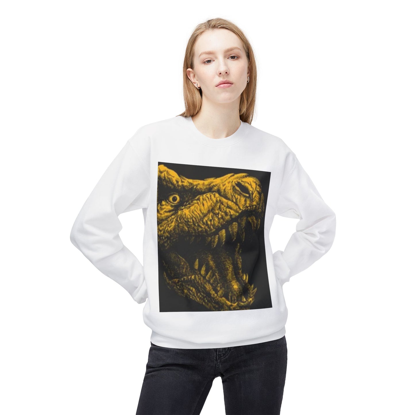 Unisex Dinosaur Graphic Sweatshirt - Cozy Midweight Crewneck