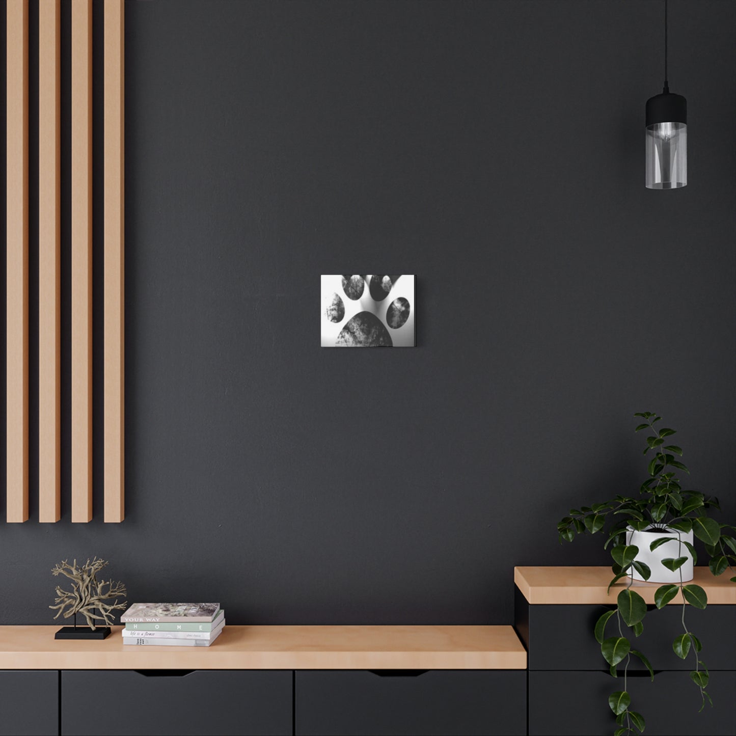 Black Paw Print Canvas Art - Modern Animal Decor for Pet Lovers