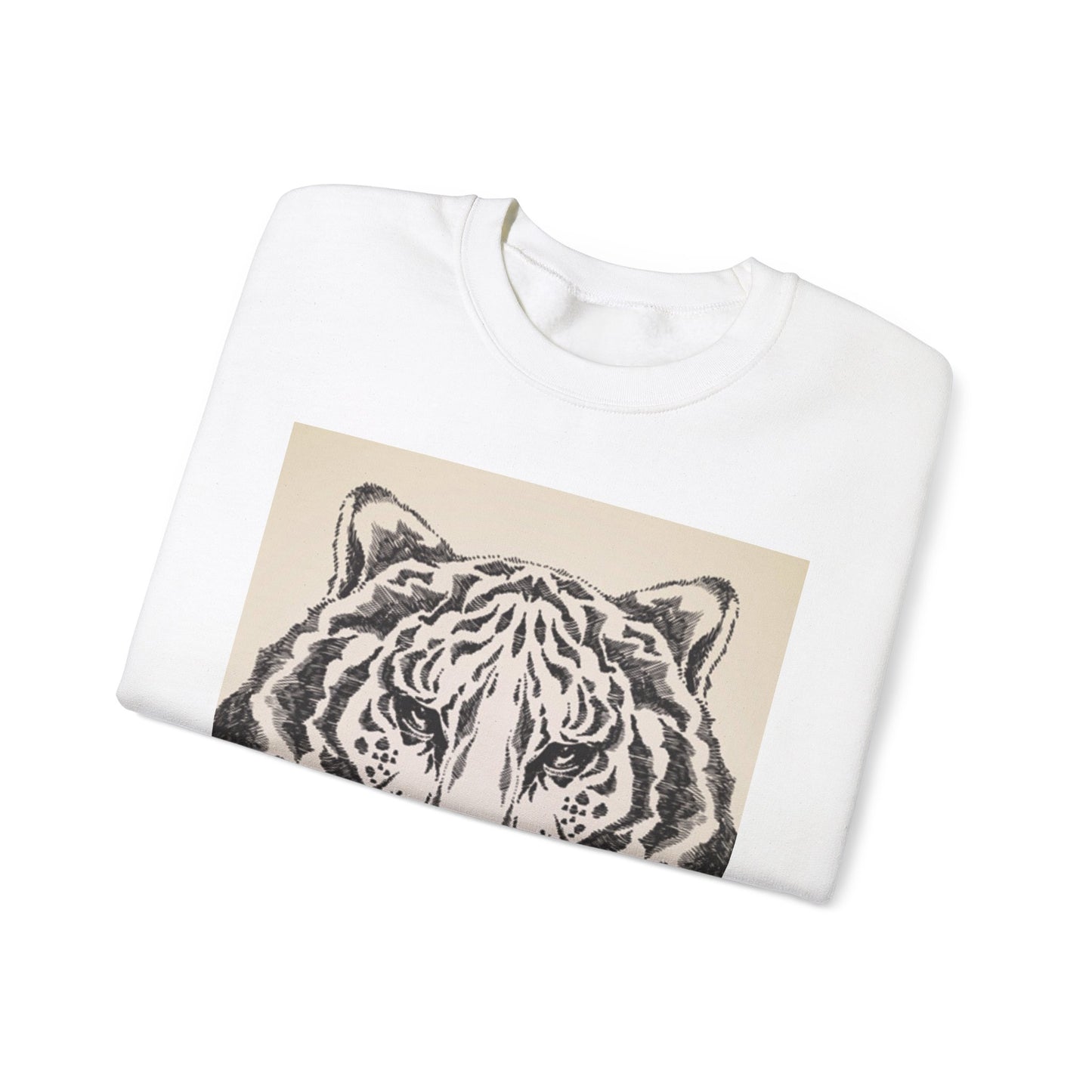 Artistic Tiger Print Crewneck Sweatshirt – Unisex Heavy Blend