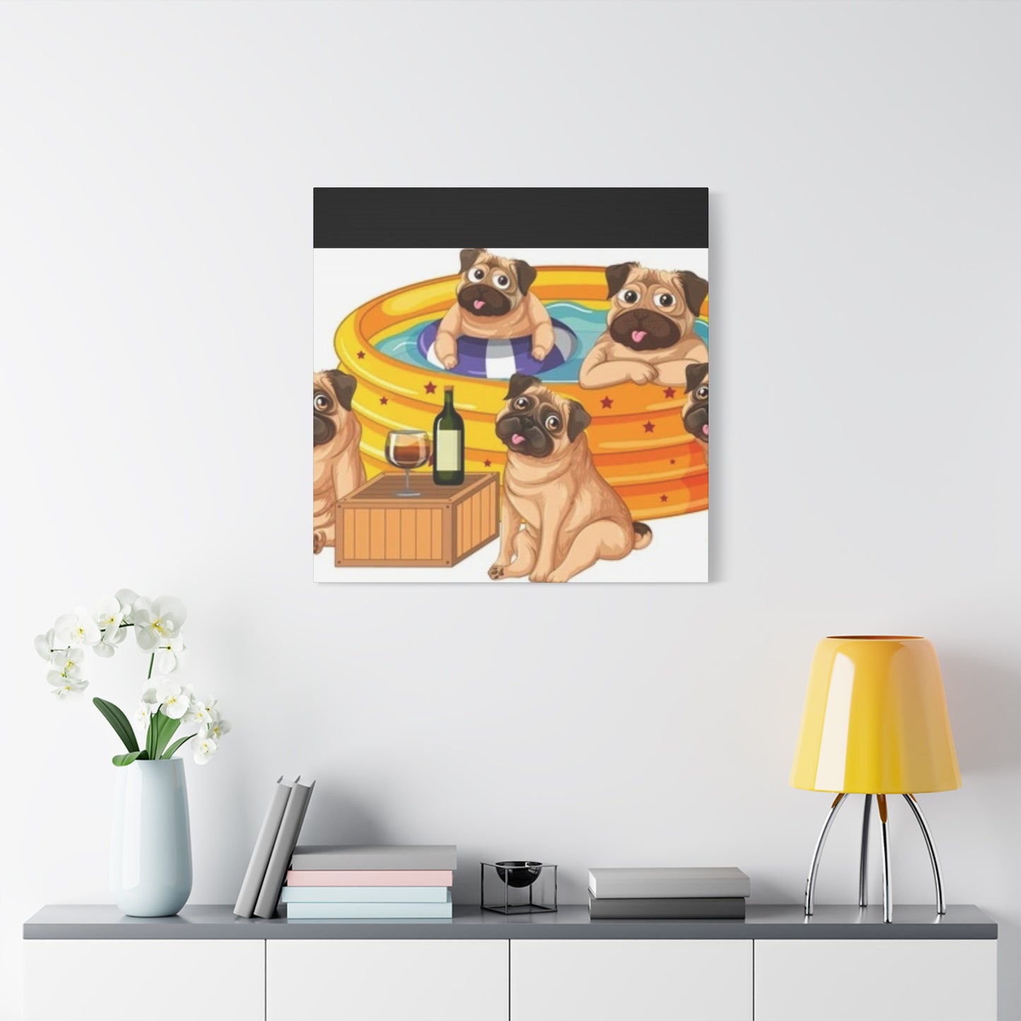Pug Pool Party Canvas Art - Fun Pet Decor