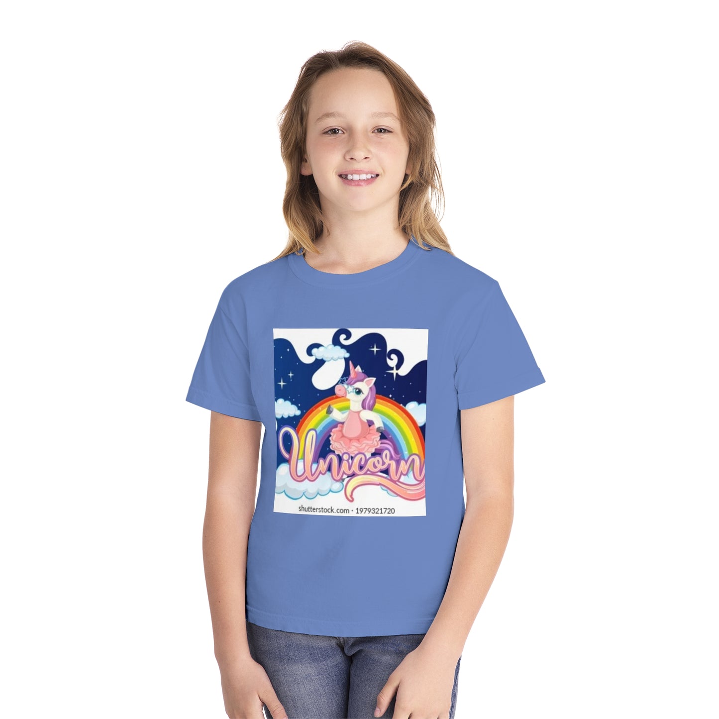 Youth Unicorn Midweight Tee - Colorful Rainbow Graphic T-Shirt