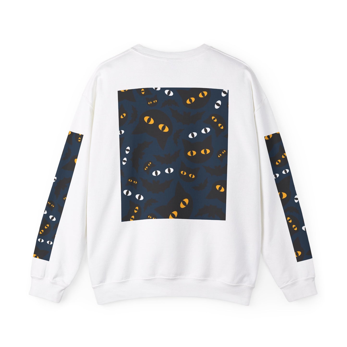 Halloween-Themed Unisex Crewneck Sweatshirt with Spooky Eyes and Bird Design