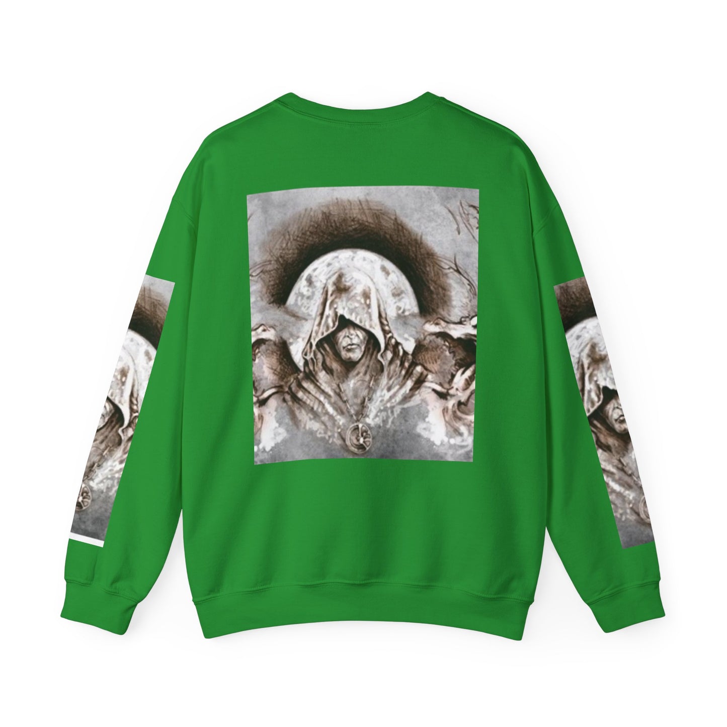 Mystical Hooded Figure Unisex Crewneck Sweatshirt - Fantasy Apparel for Dreamers