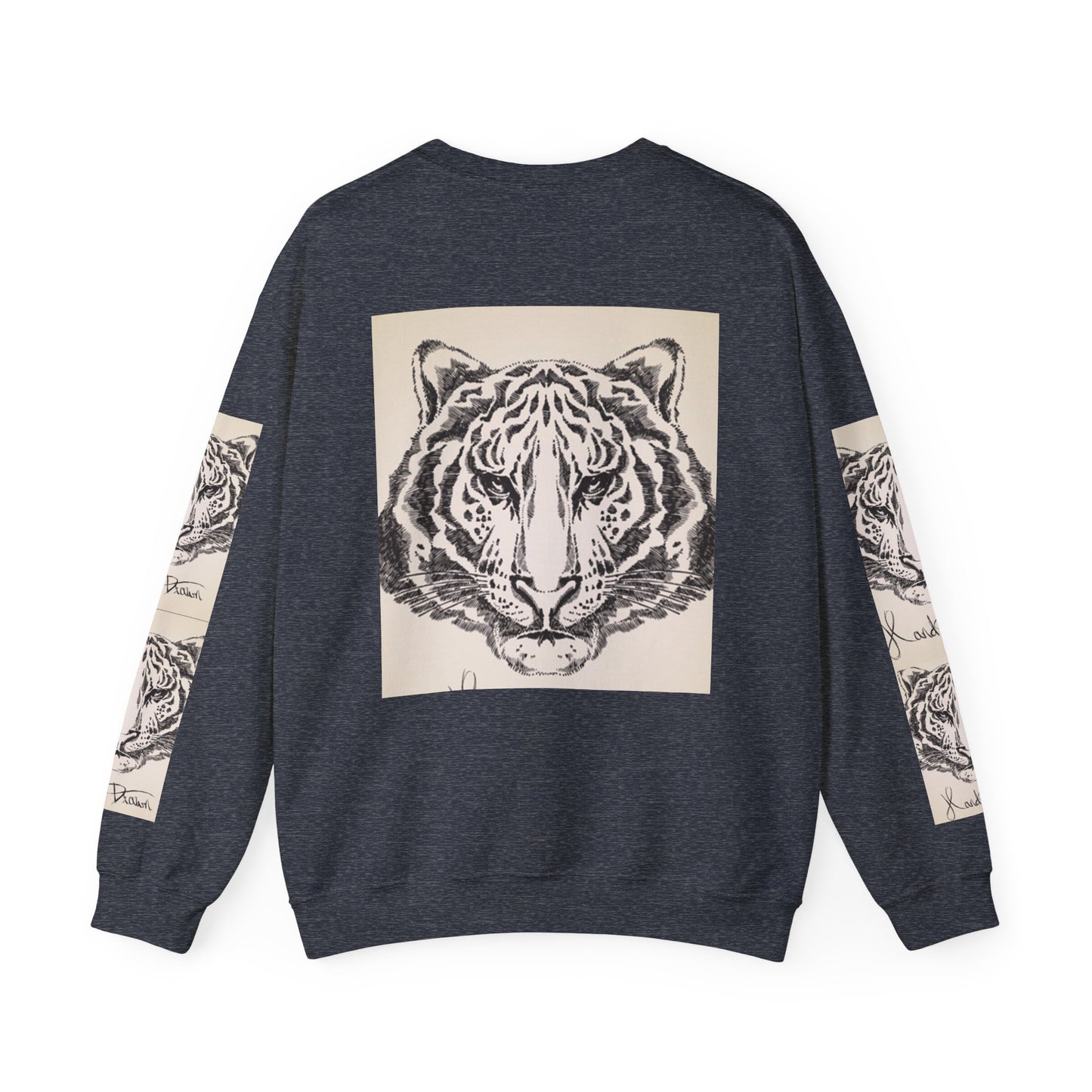 Artistic Tiger Print Crewneck Sweatshirt – Unisex Heavy Blend