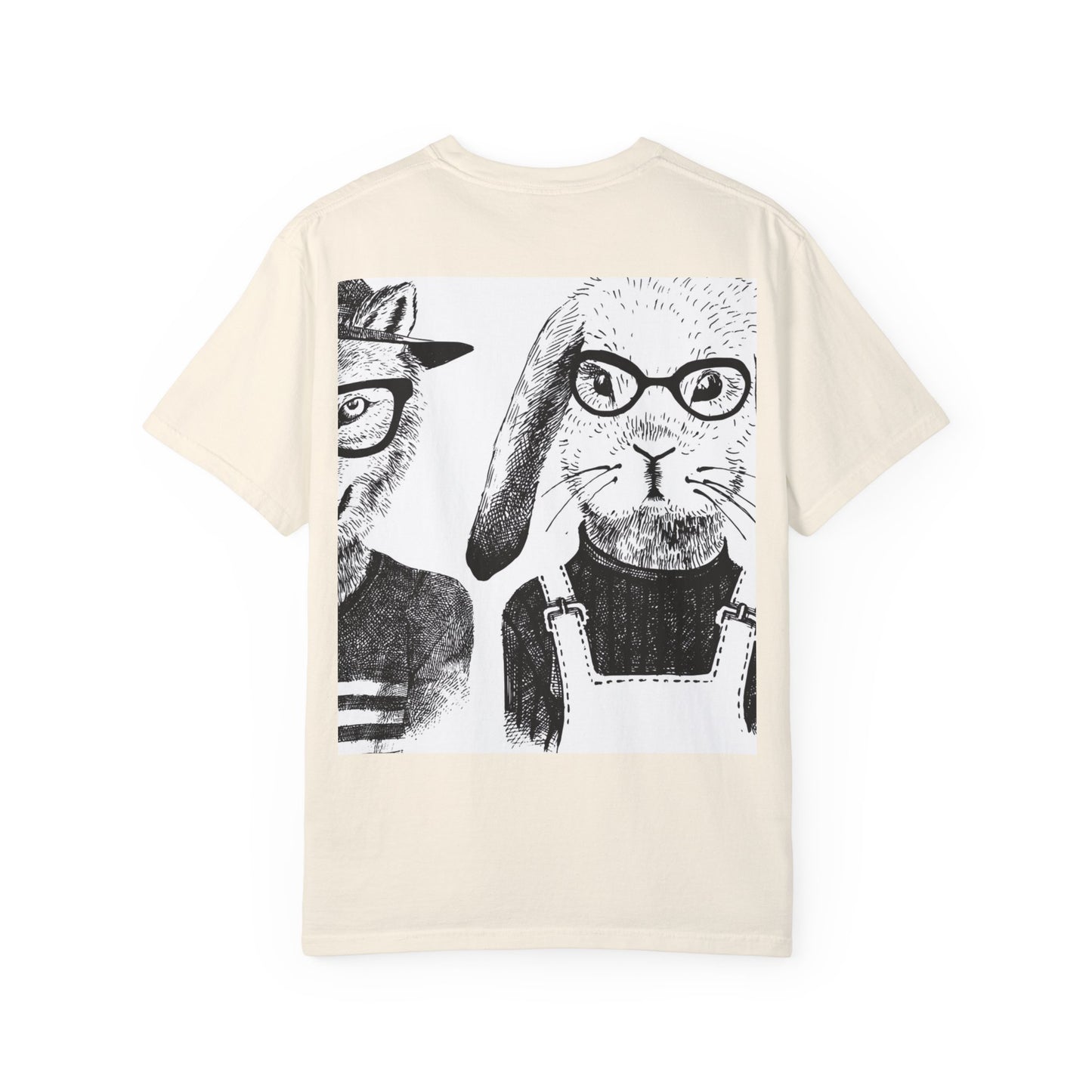 Whimsical Animal Friends T-Shirt - Stylish Panda & Wolf Design