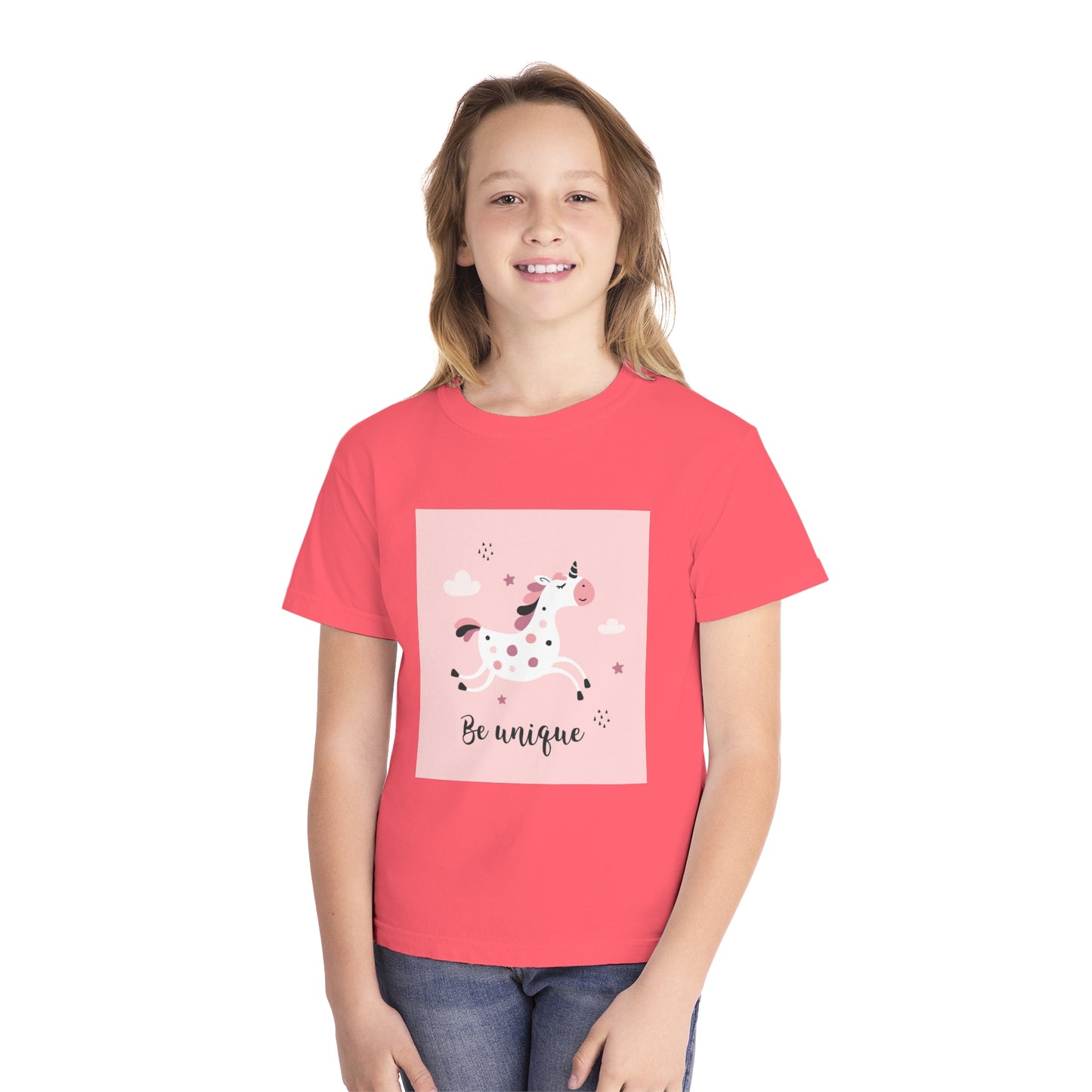 Girls' Unicorn T-Shirt - 'Be Unique' Midweight Tee