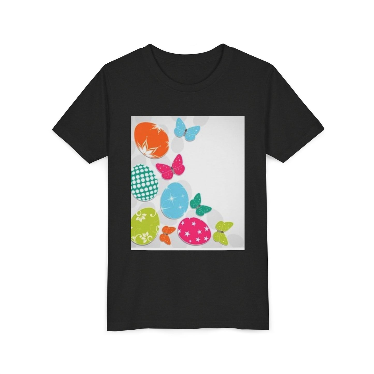 Colorful Butterfly and Egg Youth Tee - Perfect for Spring Celebrations
