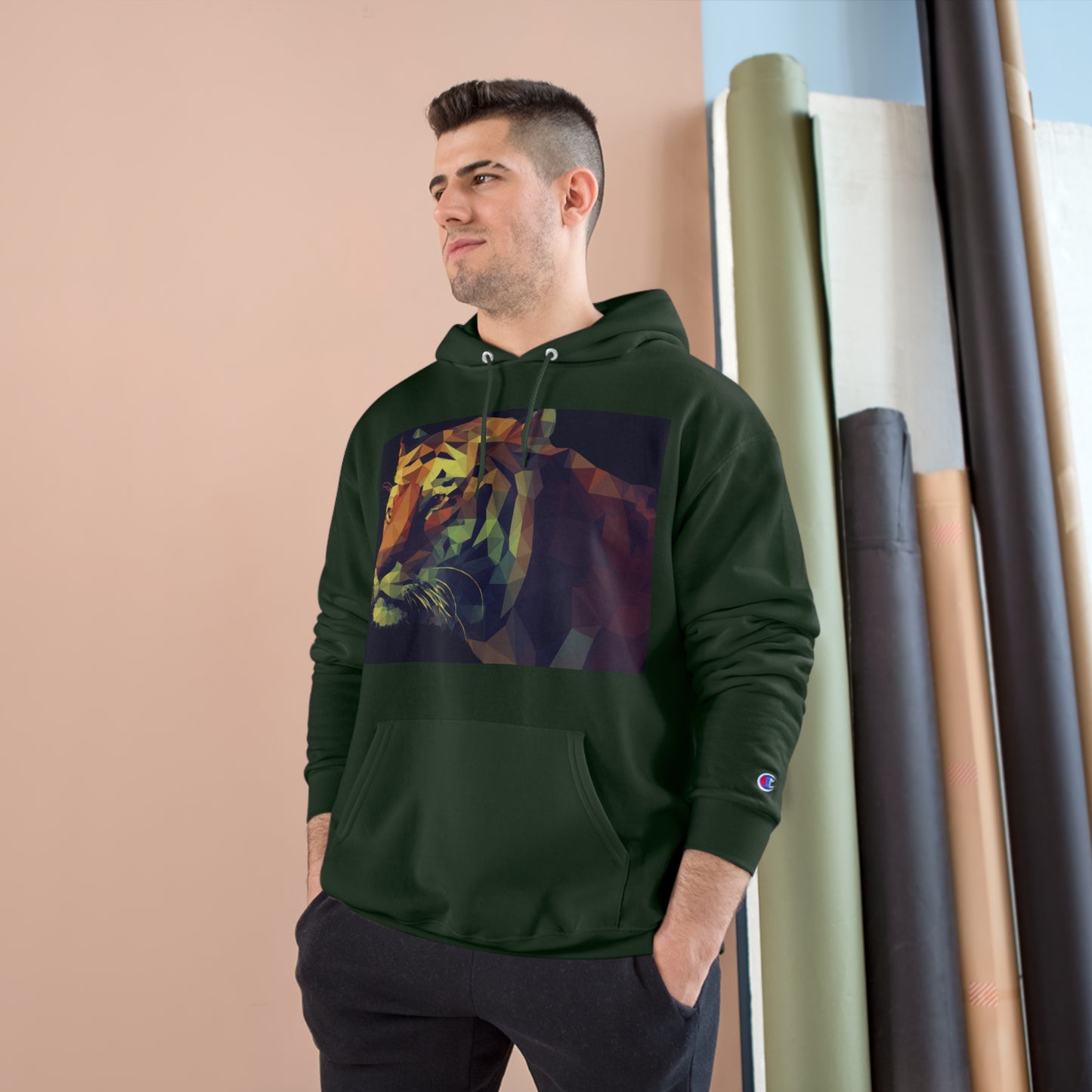 Champion Hoodie with Abstract Tiger Design - Perfect for Animal Lovers