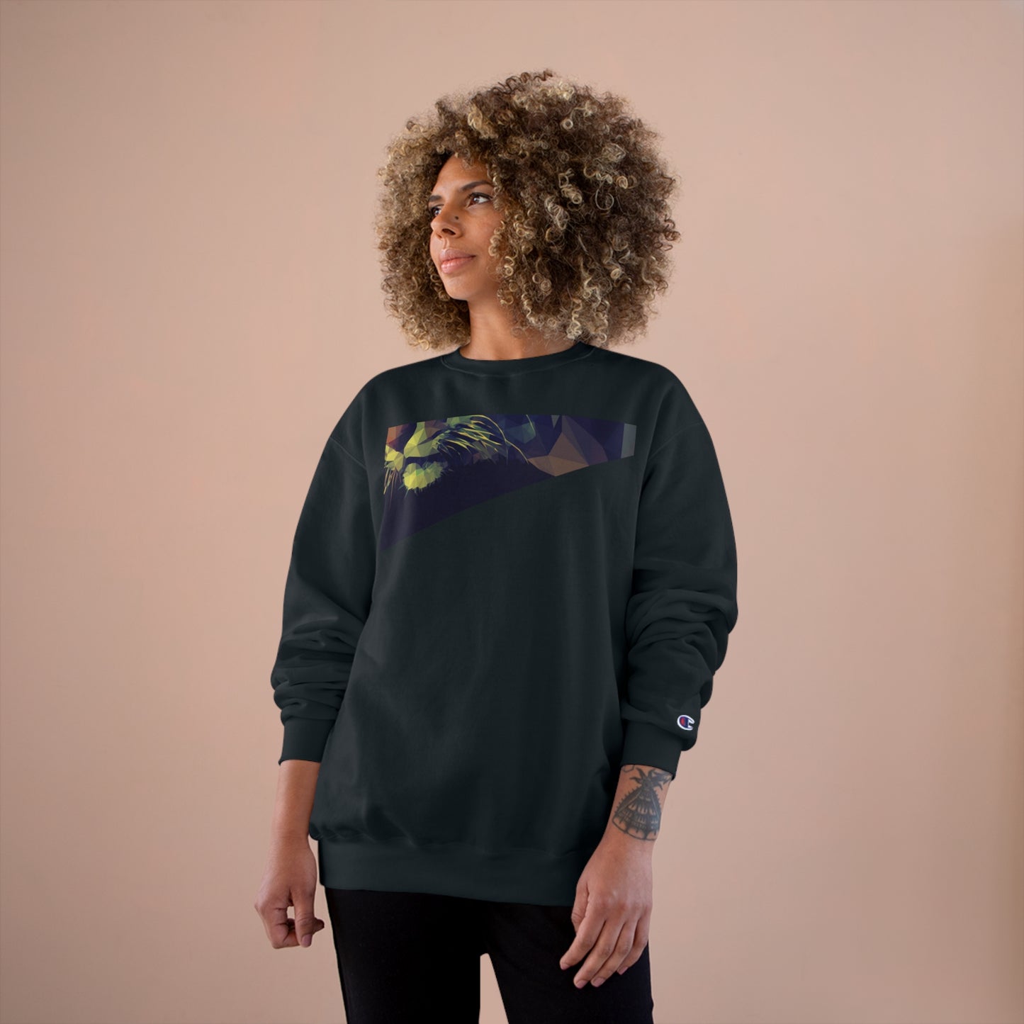 Geometric Cat Champion Sweatshirt - Cozy & Stylish Apparel for Cat Lovers