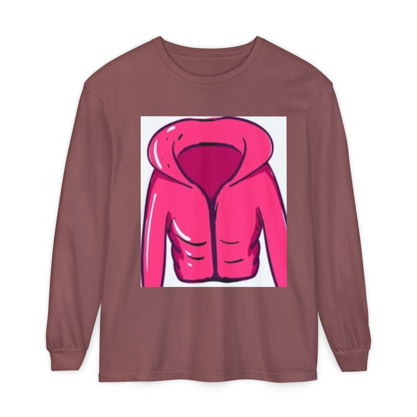 Unisex Garment-Dyed Long Sleeve T-Shirt - Cute Hoodie Print for Casual Wear
