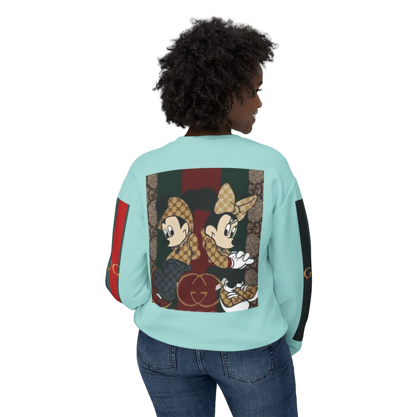Gucci Inspired Unisex Crewneck Sweatshirt with Mickey & Minnie Design