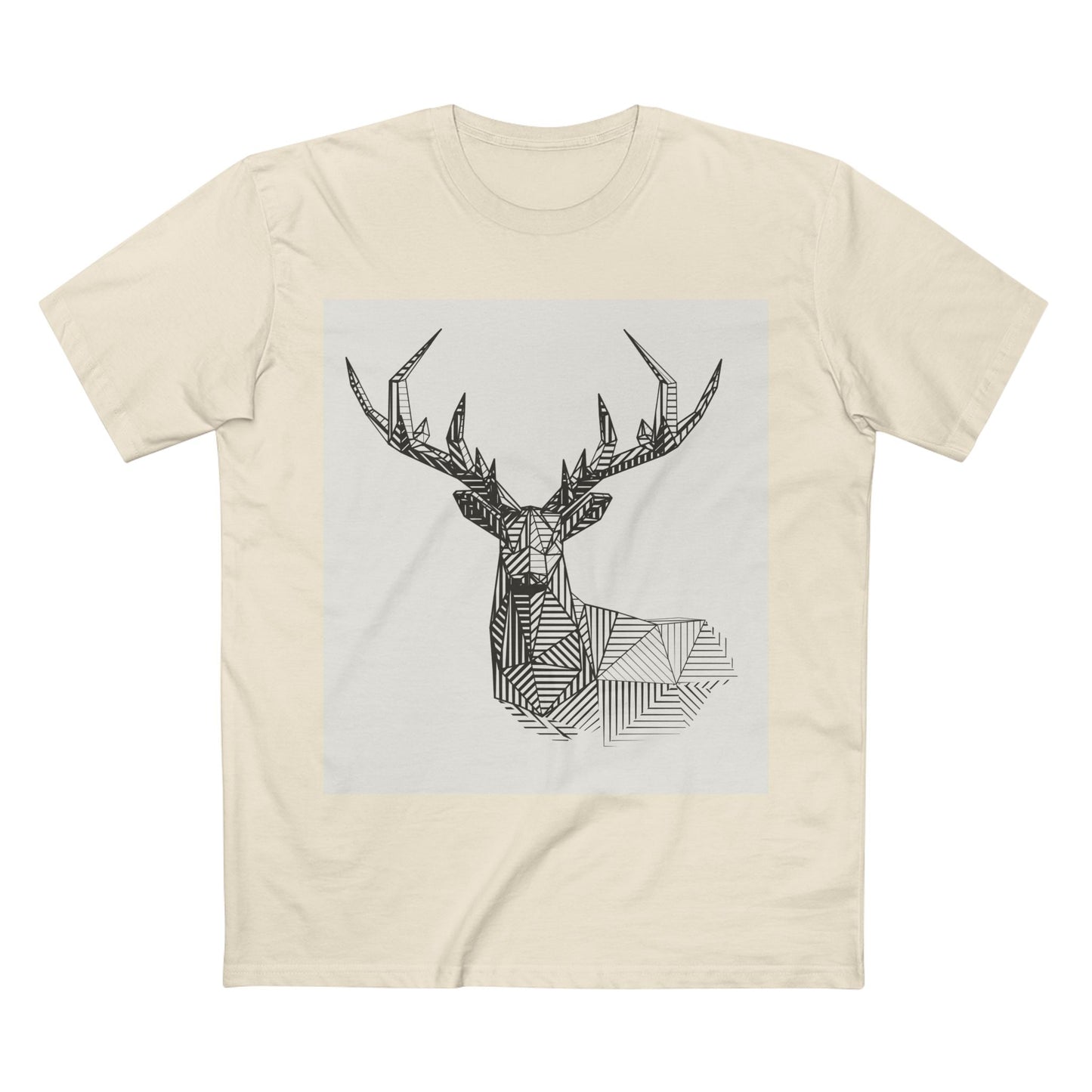Geometric Deer & Spider Web Adult Staple Tee - Nature-Inspired Graphic T-Shirt for Outdoor Enthusiasts