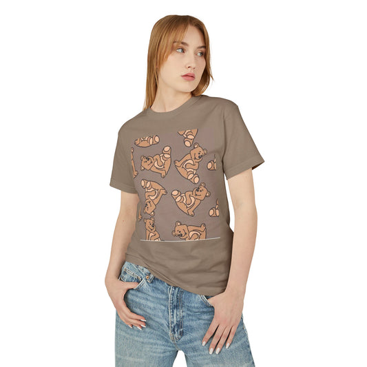 Cute Bear Print Unisex Heavyweight Tee - Perfect for Gifts & Casual Outfits