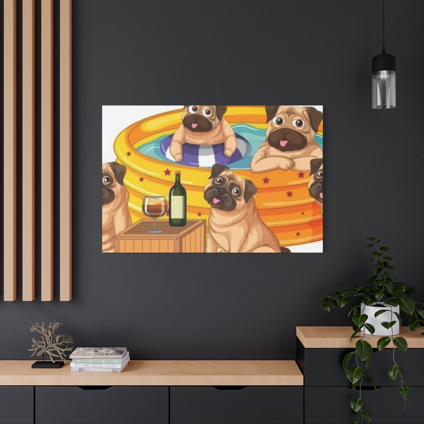 Pug Pool Party Canvas Art - Fun Pet Decor