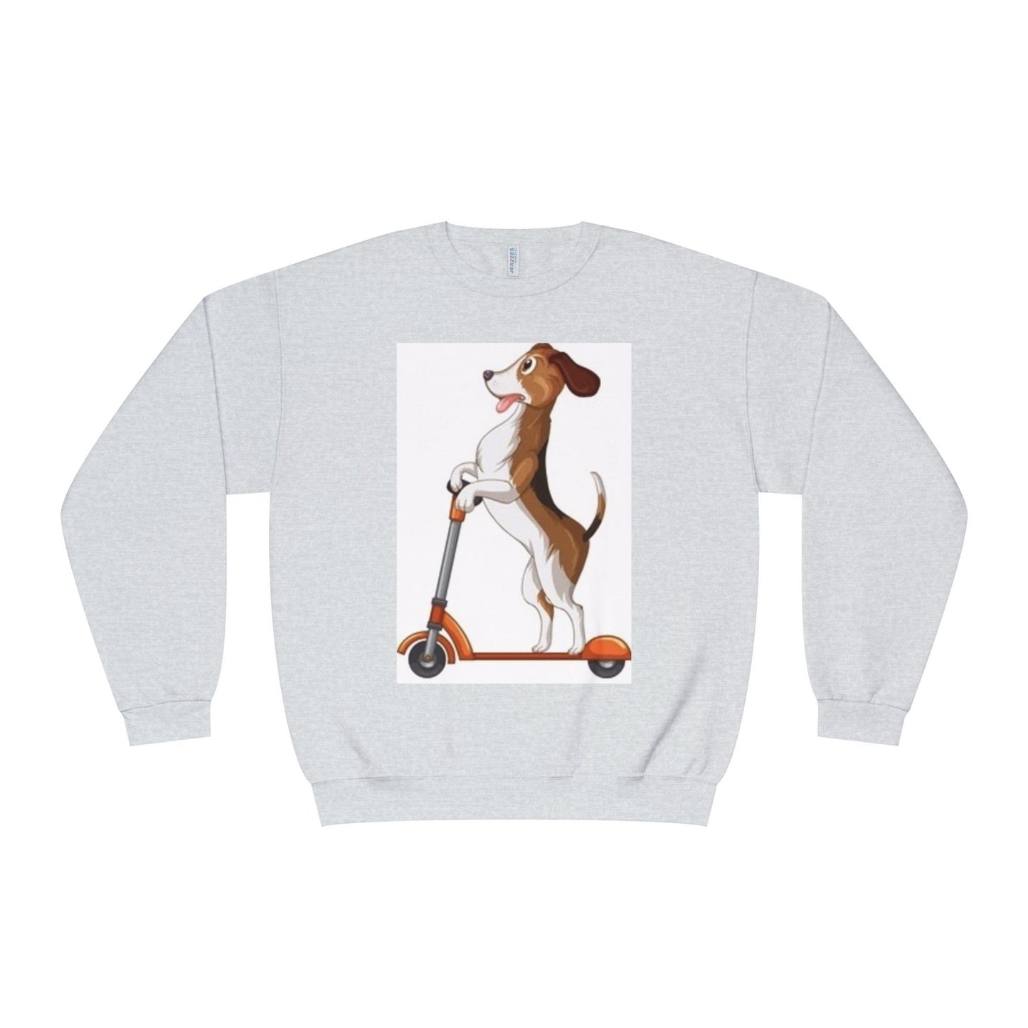 Dog Lover Crewneck Sweatshirt - Fun Beagle on Scooter Design