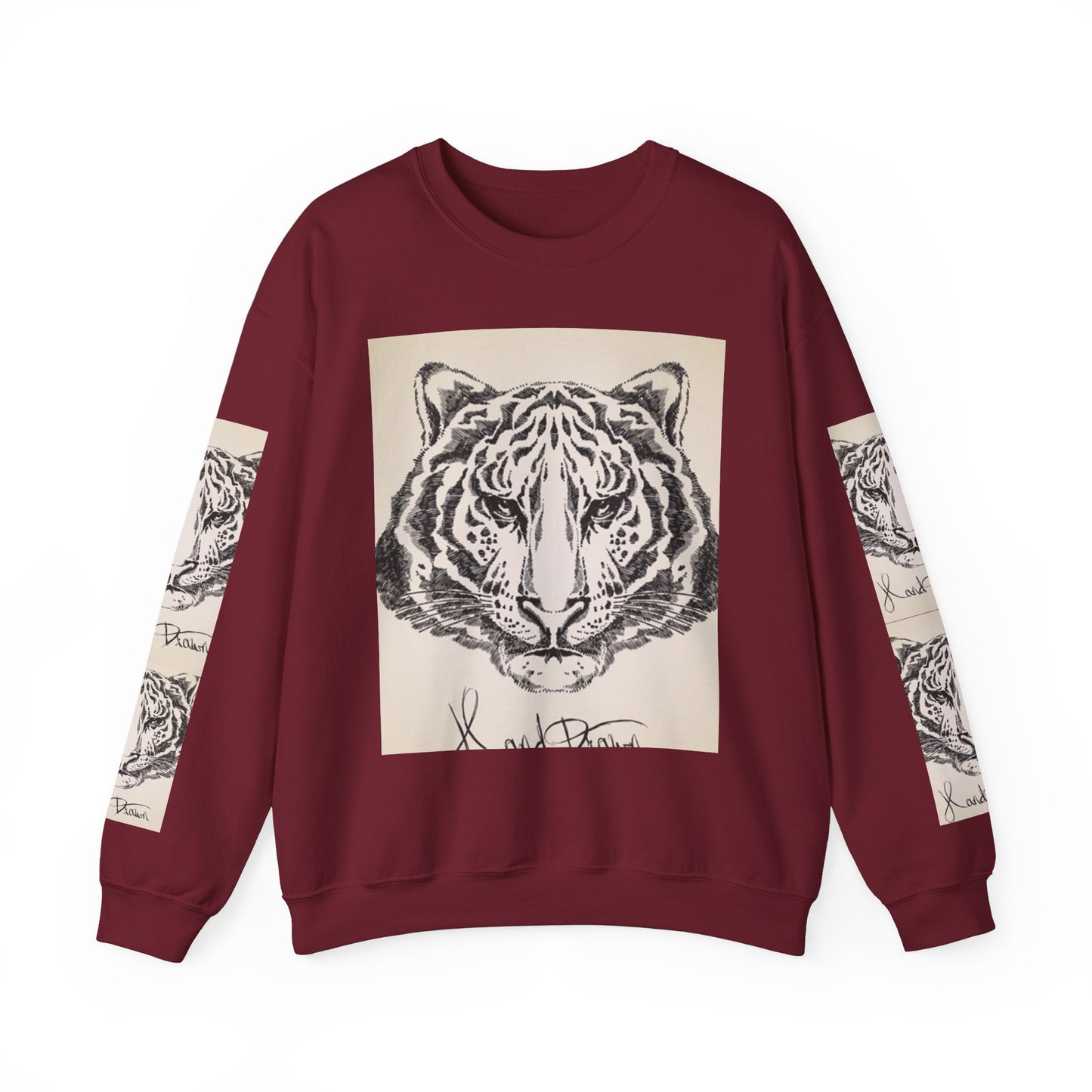 Artistic Tiger Print Crewneck Sweatshirt – Unisex Heavy Blend