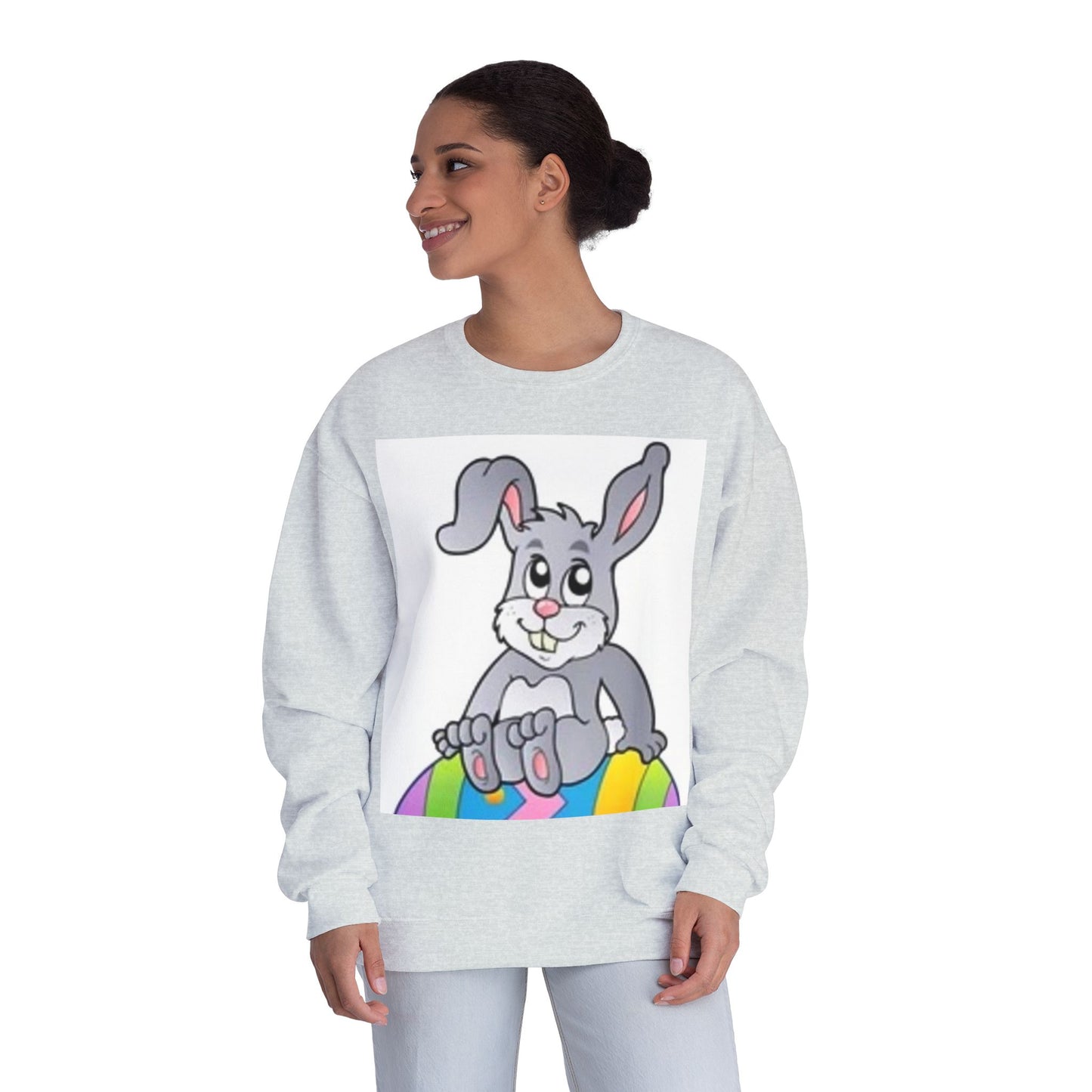 Cozy Rabbit Graphic Crewneck Sweatshirt - Perfect for Spring Celebrations