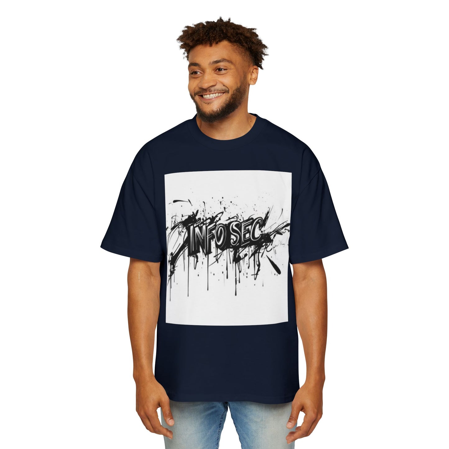 Men's Oversized Info Sec Tee - Urban Streetwear Graphic T-Shirt