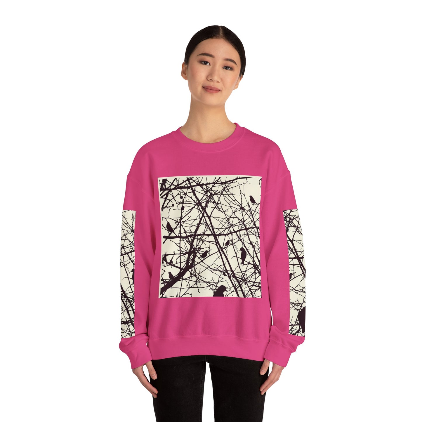 Nature-Inspired Unisex Crewneck Sweatshirt with Bird Print