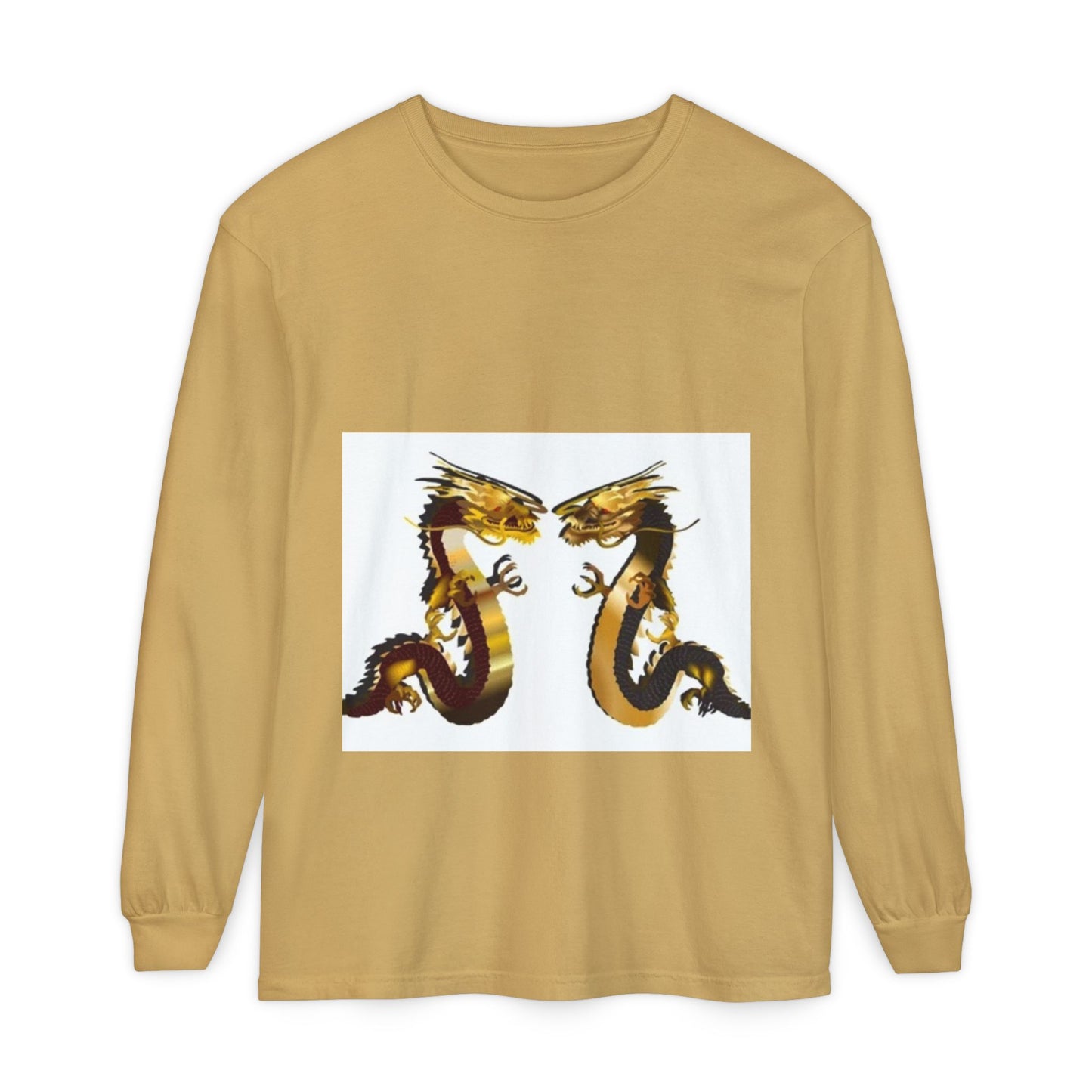 Dragon Duel Unisex Long Sleeve T-Shirt - Garment-Dyed Art Tee