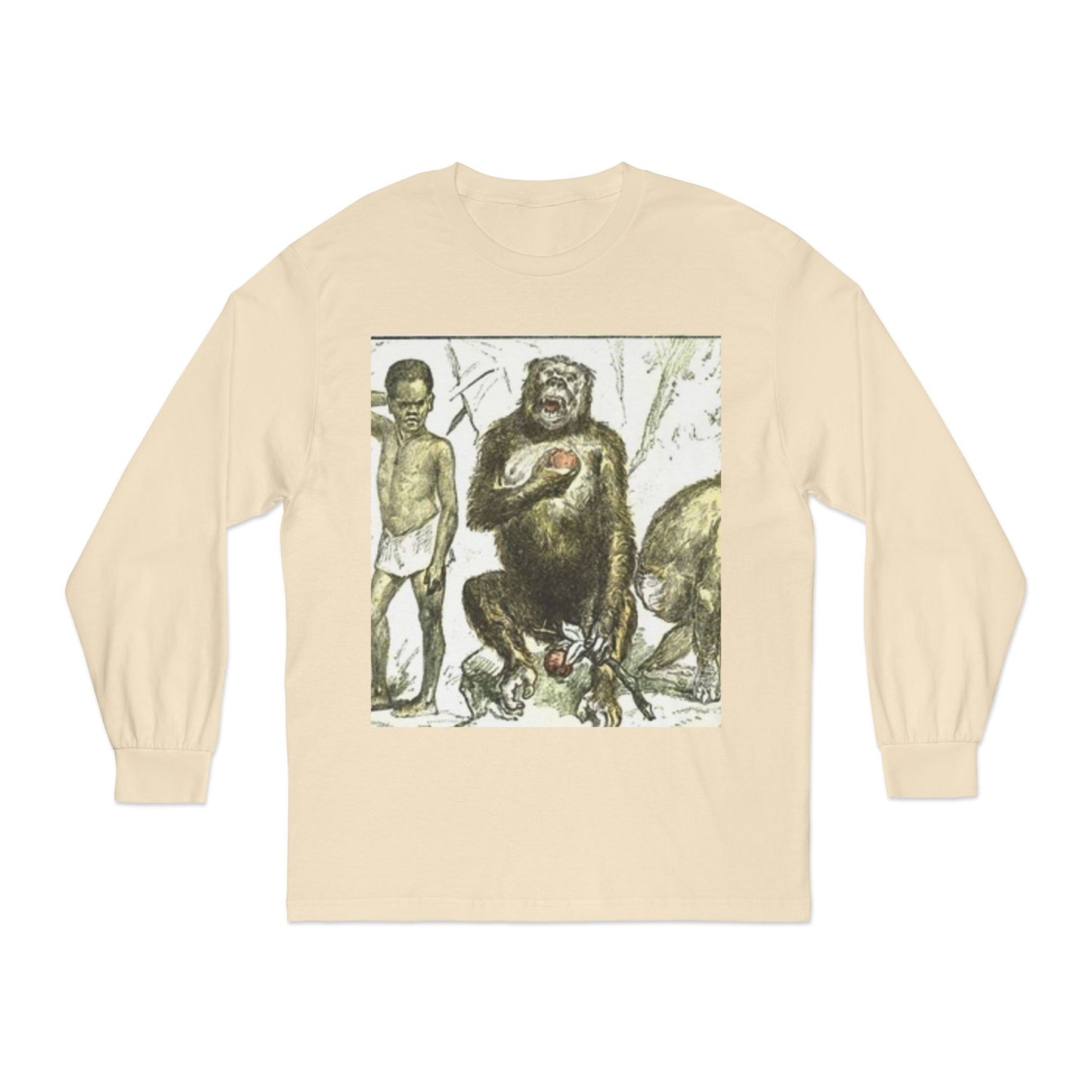 Artistic Long Sleeve T-Shirt - Unique Vintage Animal Illustration