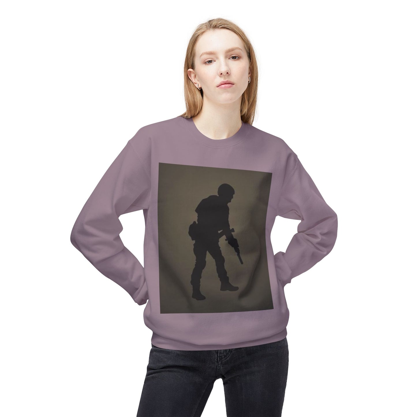 Military Silhouette Crewneck Sweatshirt - Unisex Midweight Fleece