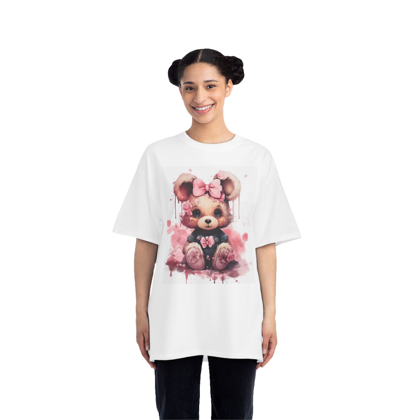 Cute Teddy Bear Floral Print T-Shirt for Kids