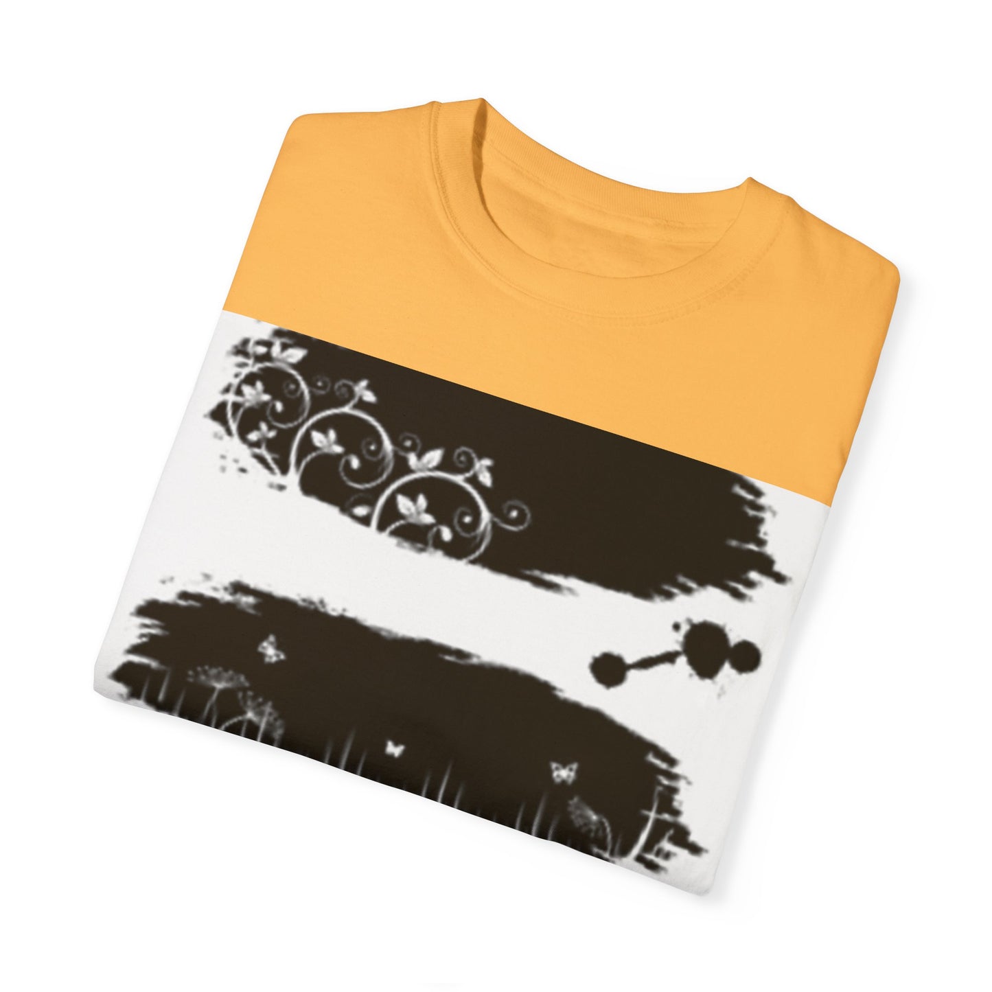 Artistic Unisex Garment-Dyed T-Shirt with Floral Design