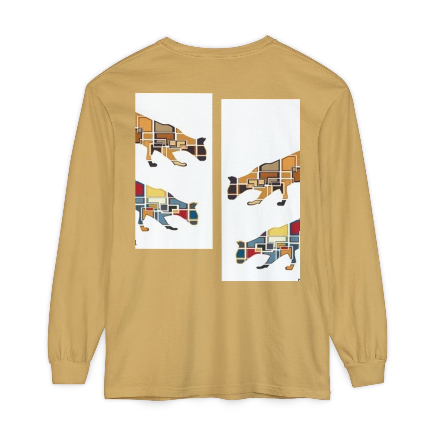 Artful Cat Silhouette Long Sleeve T-Shirt - Perfect for Animal Lovers