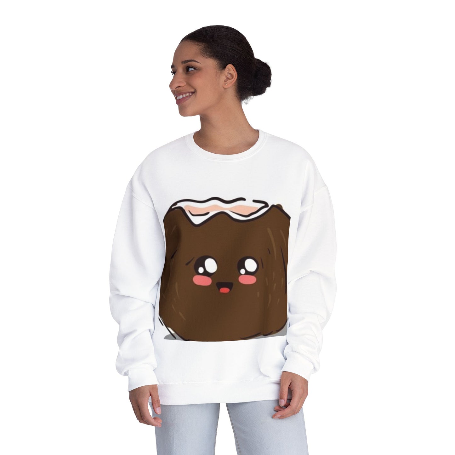 Cute Kawaii Coconut Crewneck Sweatshirt | Unisex Sweatshirt for Food Lovers