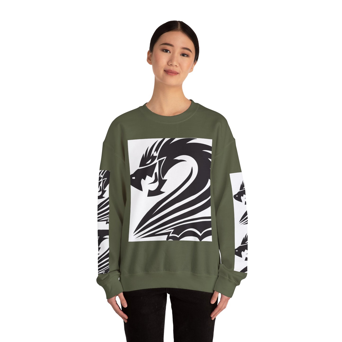 Dragon Graphic Unisex Heavy Blend Sweatshirt - Cozy and Stylish for Fantasy Enthusiasts