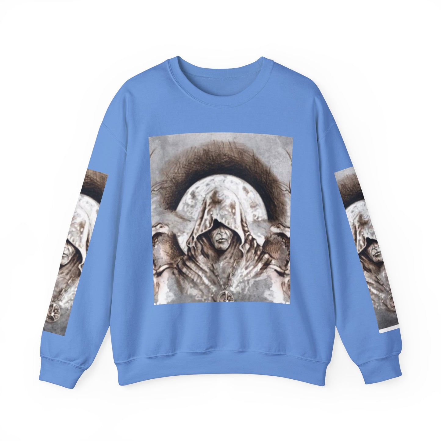 Mystical Hooded Figure Unisex Crewneck Sweatshirt - Fantasy Apparel for Dreamers
