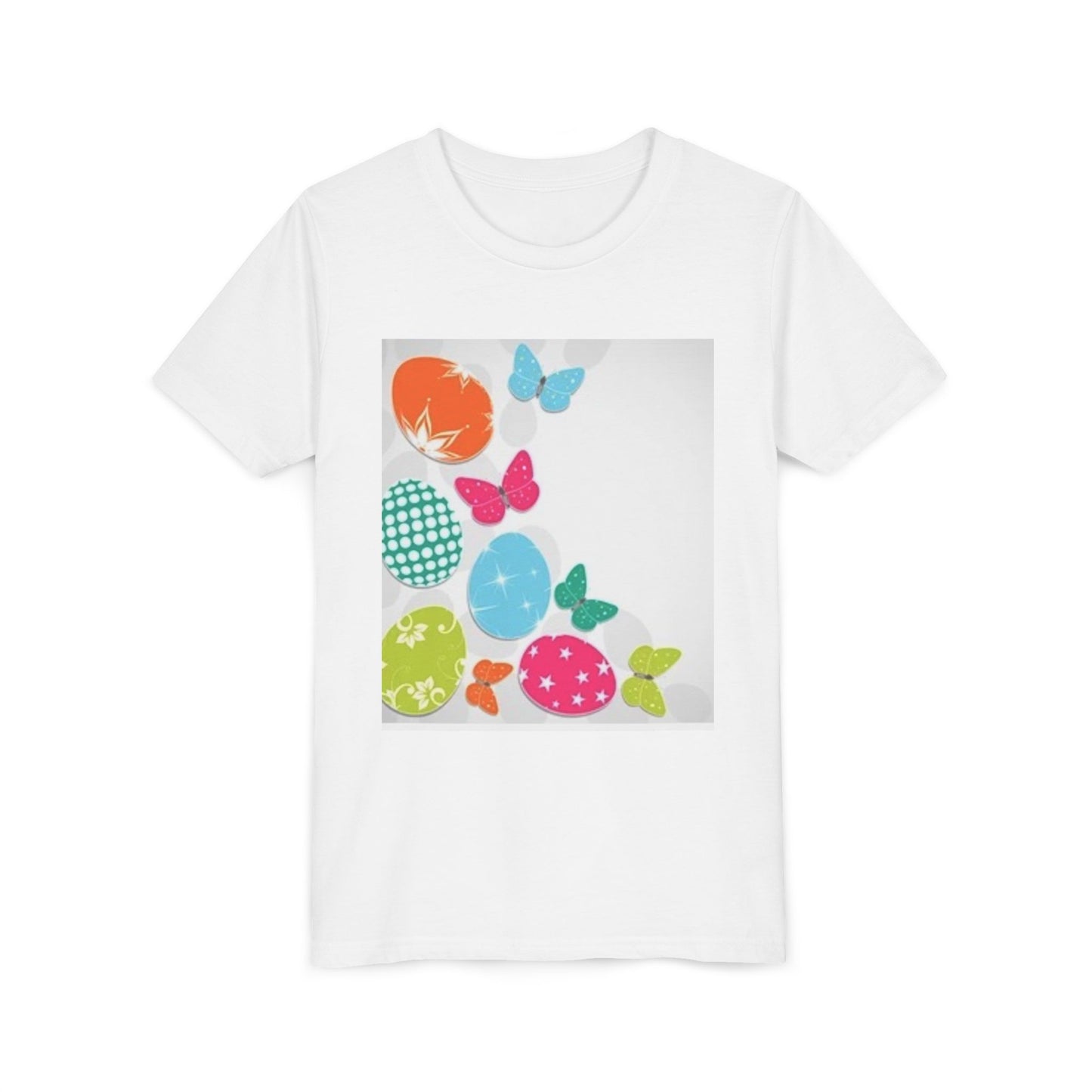 Colorful Butterfly and Egg Youth Tee - Perfect for Spring Celebrations
