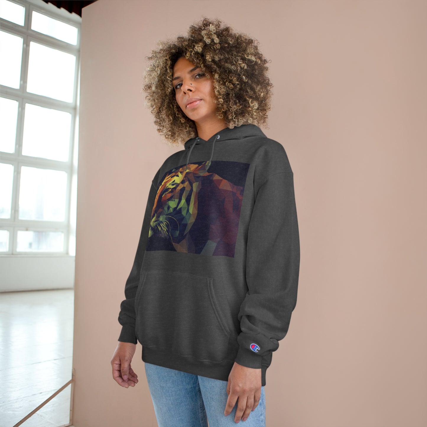 Champion Hoodie with Abstract Tiger Design - Perfect for Animal Lovers