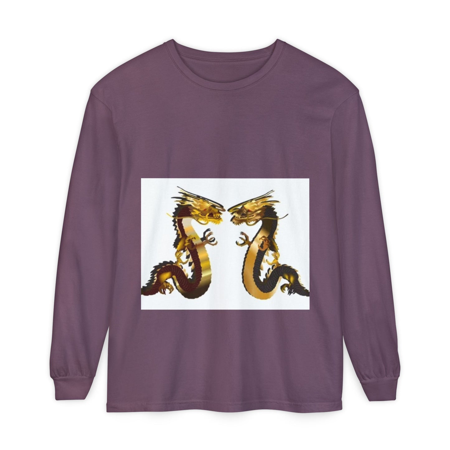 Dragon Duel Unisex Long Sleeve T-Shirt - Garment-Dyed Art Tee