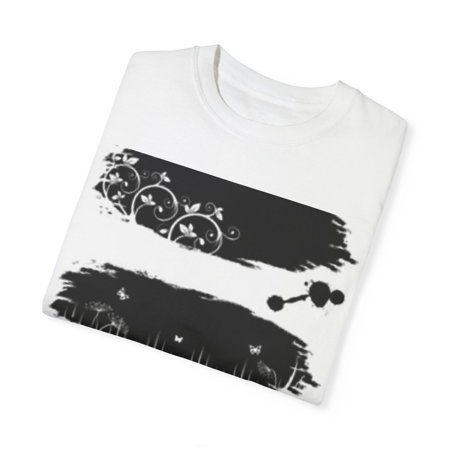 Artistic Unisex Garment-Dyed T-Shirt with Floral Design