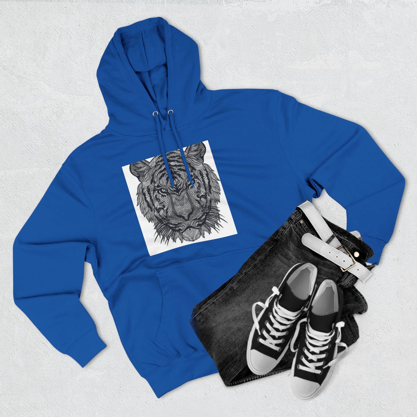 Majestic Tiger Hoodie - Cozy Three-Panel Fleece for Wildlife Lovers