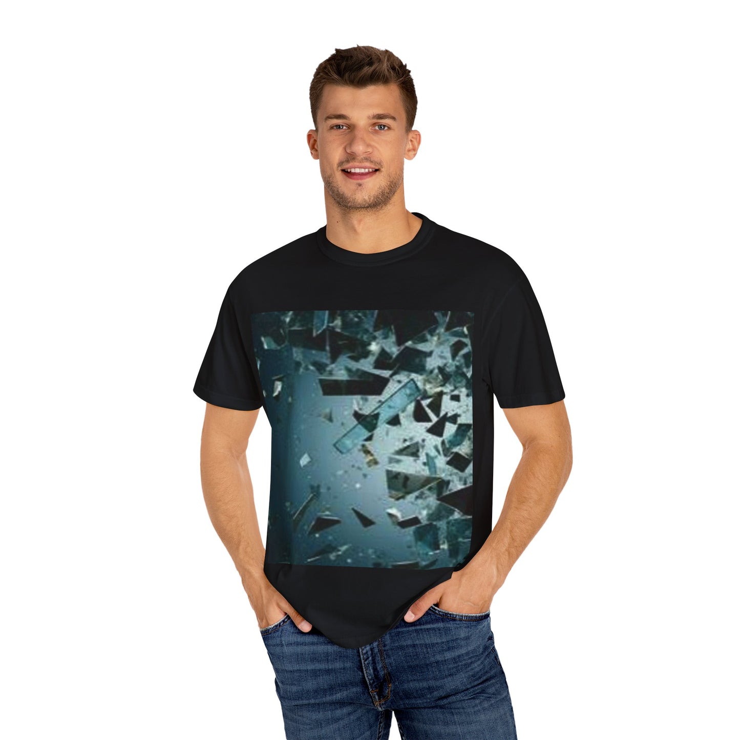 Unisex Garment-Dyed T-Shirt - Stylish Abstract Mirror Shard Design