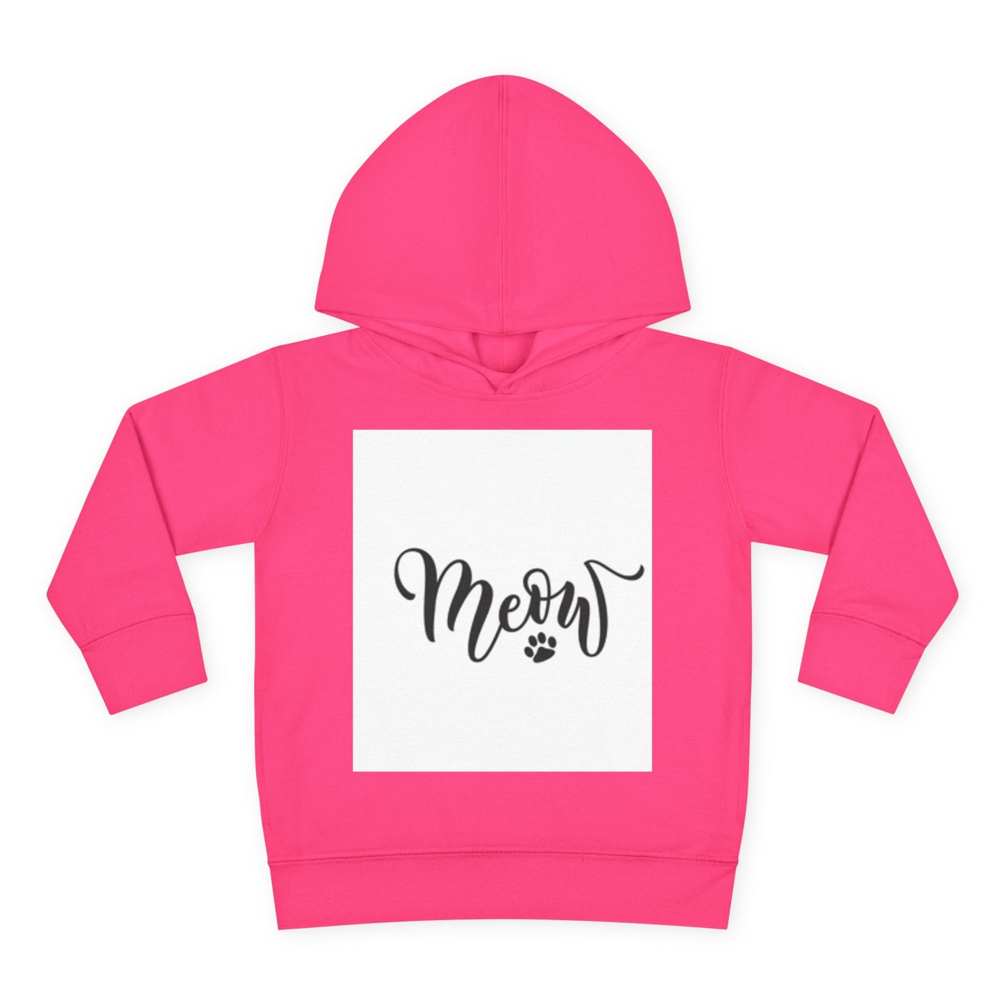 Cute Toddler Pullover Fleece Hoodie - 'Meow' Cat Design