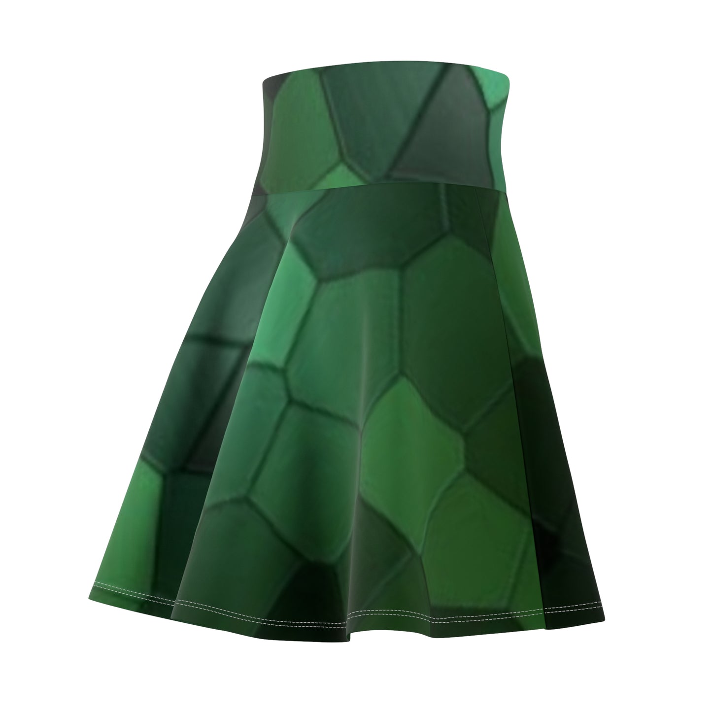 Women's Green Hexagon Skater Skirt - Trendy Summer Fashion