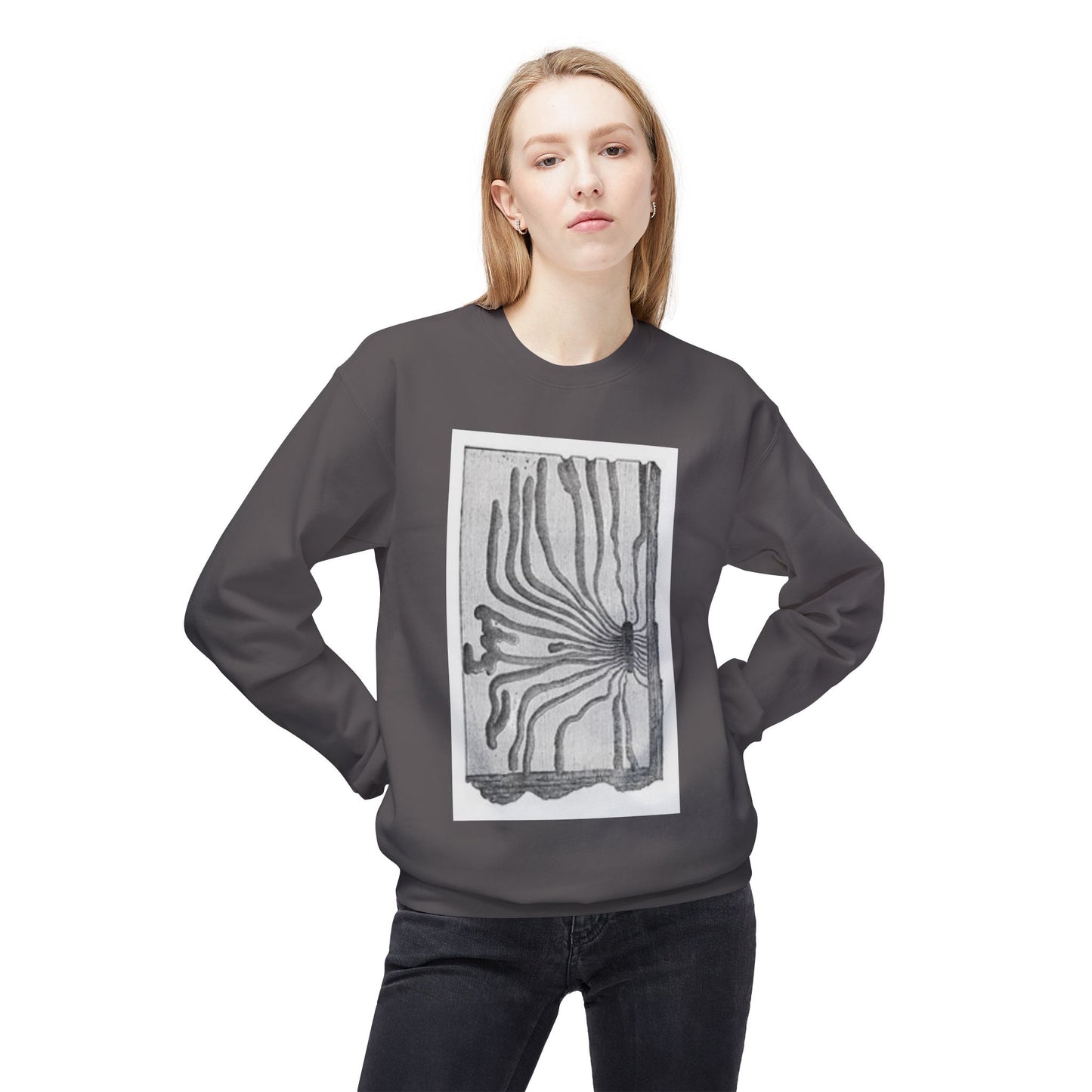 Artistic Midweight Fleece Crewneck Sweatshirt - Unique Abstract Design