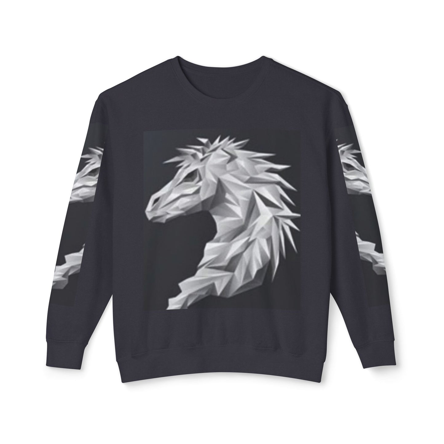 Unisex Lightweight Crewneck Sweatshirt - Stylish Geometric Horse Design