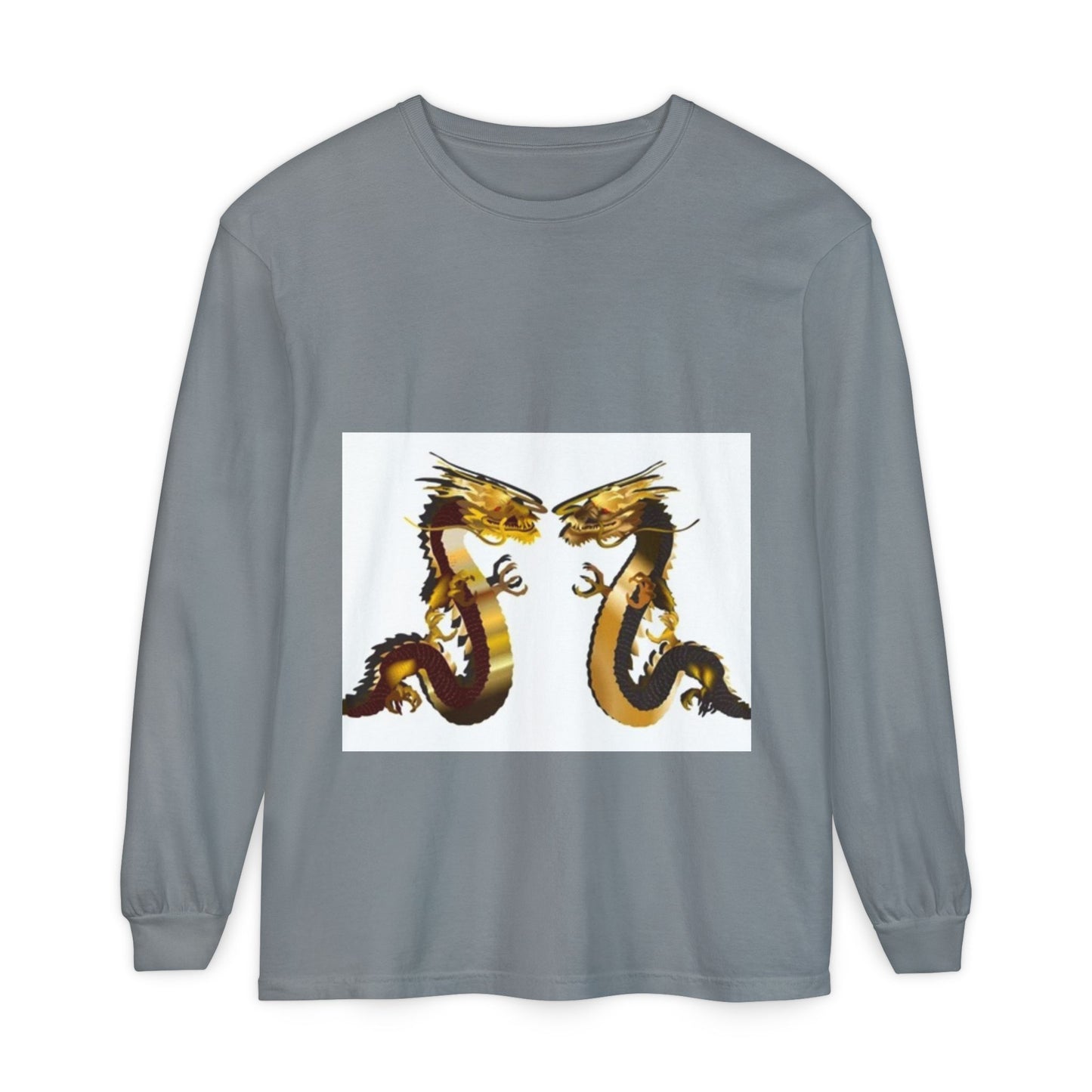 Dragon Duel Unisex Long Sleeve T-Shirt - Garment-Dyed Art Tee