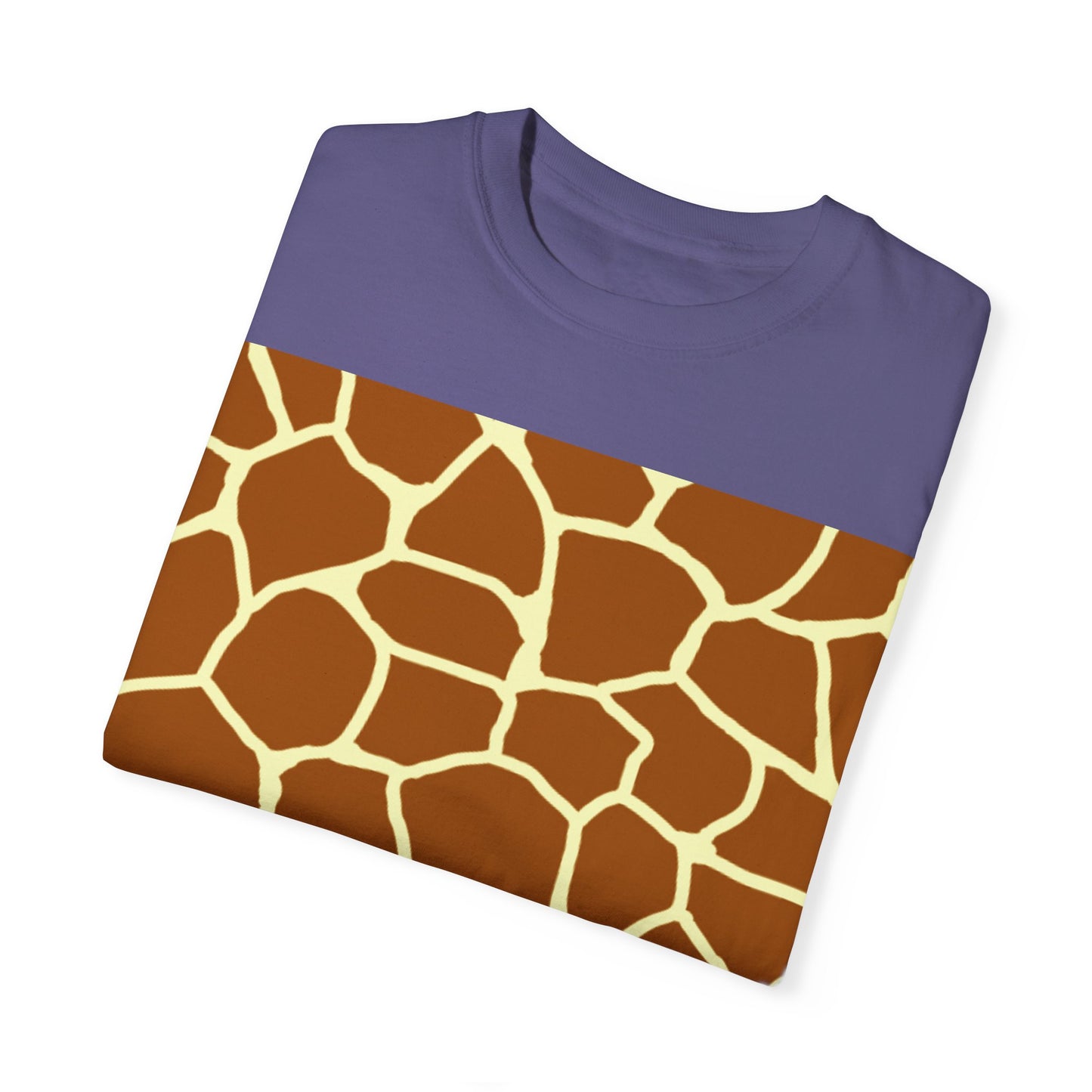 Unisex Giraffe Print Garment-Dyed T-Shirt - Animal Lover Tee