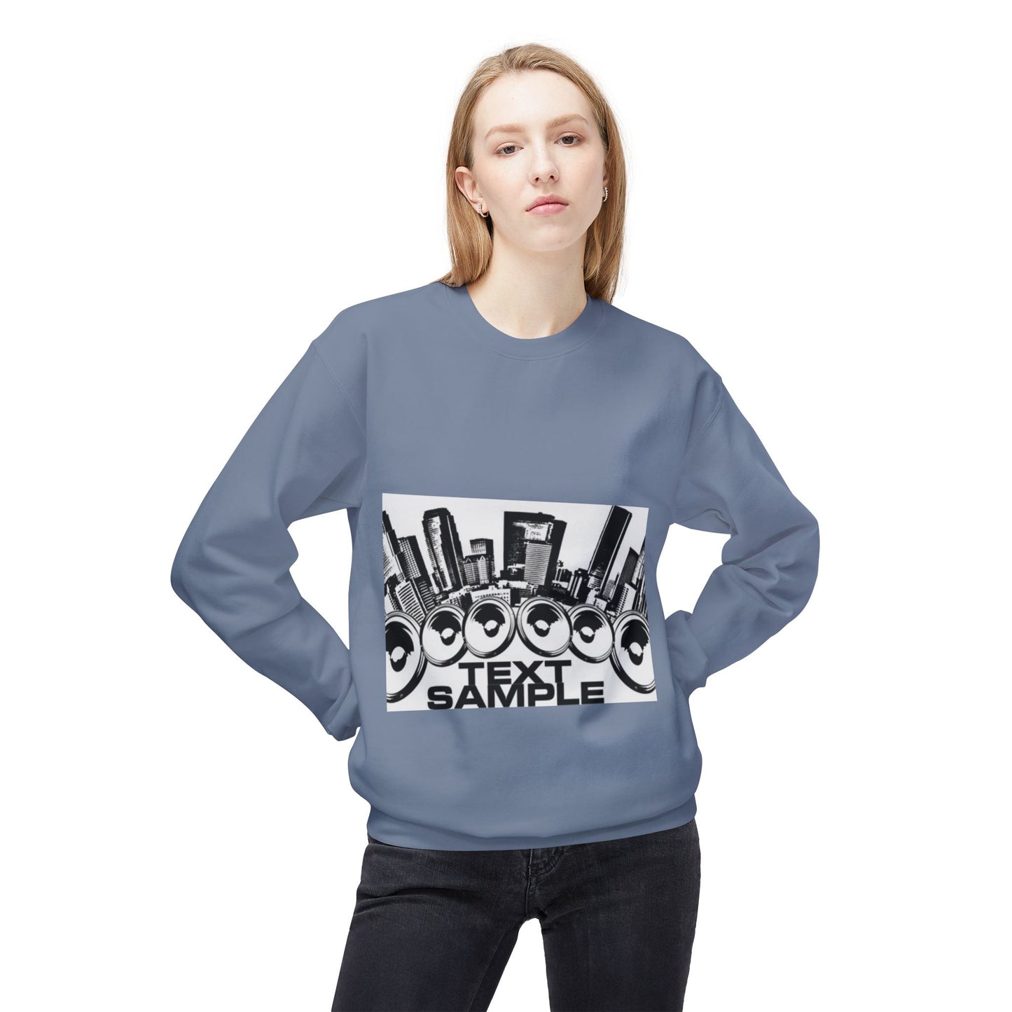 Urban Vibe Sound Wave Crewneck Sweatshirt - Unisex Fleece with Cityscape Design