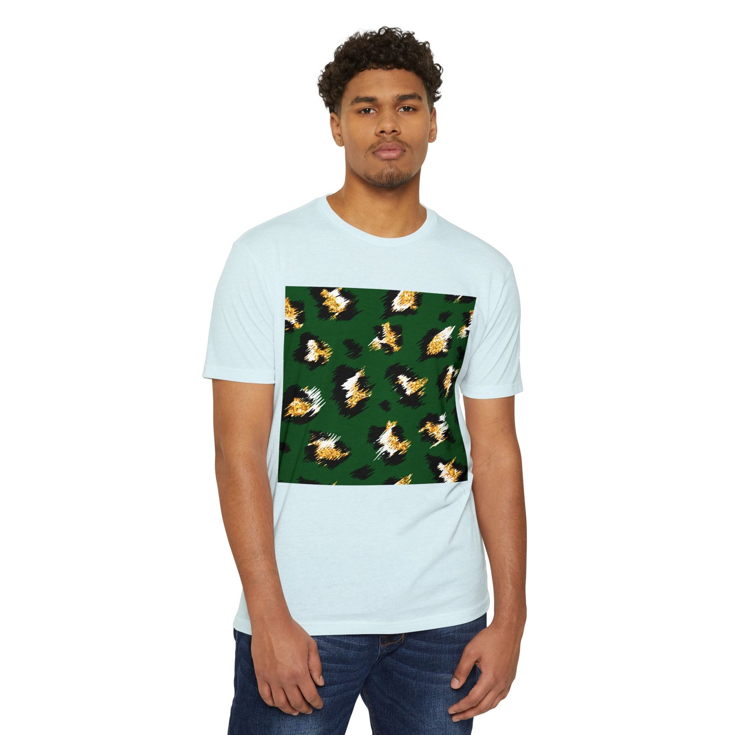 Unisex CVC Jersey T-Shirt - Vibrant Green Animal Print