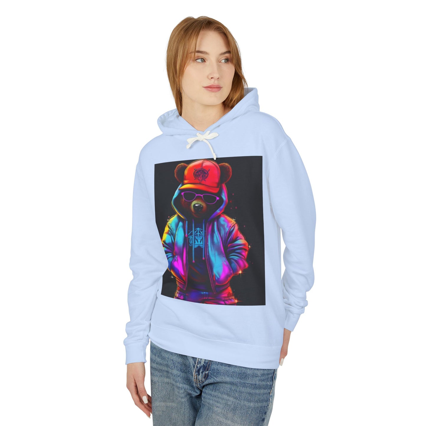 Urban Bear Graphic Hoodie - Unisex Lightweight Sweatshirt